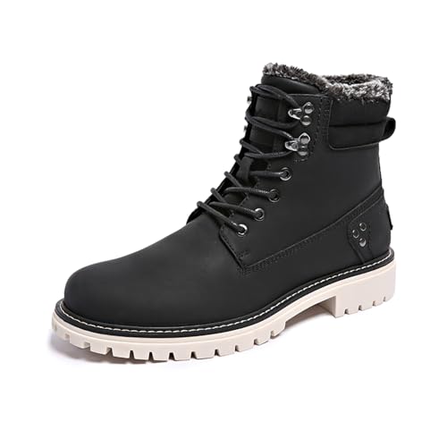 Mens Snow Boots Fur Lined Hiking Boots Waterproof Anti-Slip Outdoor Climbing Shoes