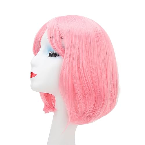 Peruca Bob Curta Rosa, Peruca Bob Curta Neon, Peruca Bob Curta Rosa, Capacete Fofo, Peruca Bob Reta
