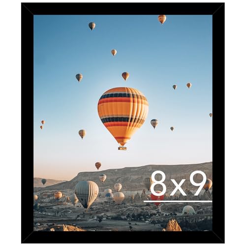 Image of JCJMY 8x9 Picture Frame Black for Wall Hanging or Tabletop, Wall Mounting Horizontally or Vertically, 8 x 9 Wall Gallery Poster Photo Frame with Shatter Resistant Plexiglass, Black