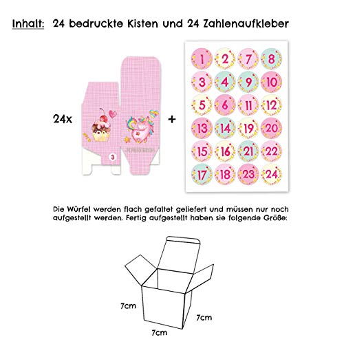 24 Advent calendar boxes - colorful pink unicorns design - for you to craft for yourself - Christmas 2018 - Image 3
