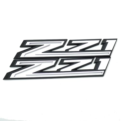 Image of 2X Large Size Z71 RH LH Side Fender Emblem Nameplate Badge Decal Replacement for 2019-2021 Chevy Silverado (Black White)