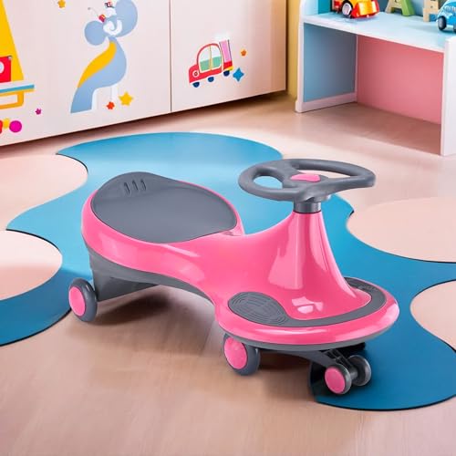 Image of Kuber Industries Steering Scooter for Kids | Twister Ride on Baby Toy | Comfortable Seats & Foot Rest | Swing Kids Toys Upto 30 Kgs | Push Cycle for Baby with PP Wheels | Pink & Grey