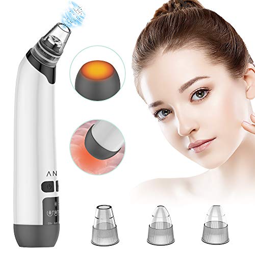 Preisvergleich Produktbild Mitesserentferner Porenreiniger ANLAN Elektrischer Mit Heizmodus Vakuumsauger 3 Saugmodi Porenreiniger Blackhead Remover Mit LED Anzeige Und 3 Austauschbare Köpfe