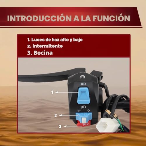 Mando de manillar de 10 cables para reparar luces y claxon de moto de 50cc 6