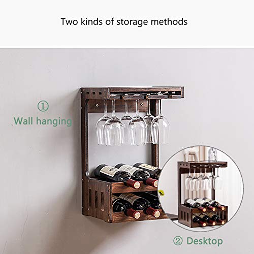 Soporte para botellas y copas de vino de bambú 6 botellas miniatura 4