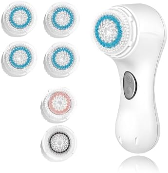 Microtree Electric Facial Cleansing Brush and Brush Head Replacement, Ultrasonic Vibrating Face Brush