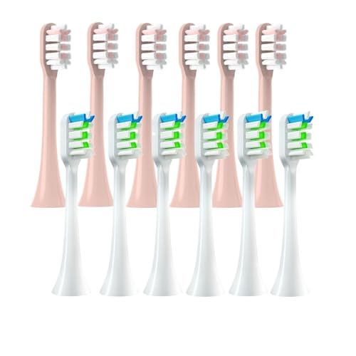 Têtes de brosse à dents électrique souple SOOCAS X3U, lot de 12 buses blanche et rose