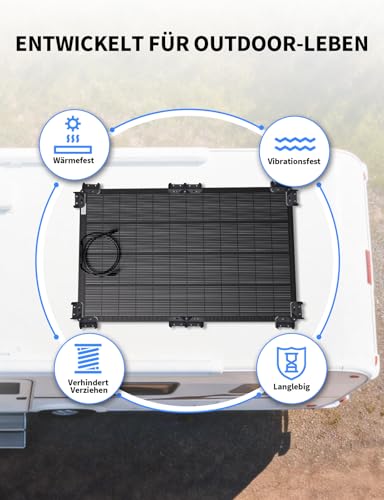 ECO-WORTHY Solarpanel Halterung mit Hängende Kühlkonstruktion Schnelle Installation Kompatibel mit Flexible- und Glasmodulen unter 200W Geeignet für Camping Wohnmobil, Flachdach und Boot