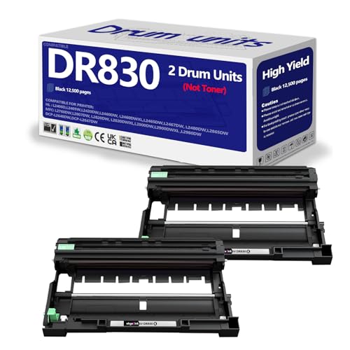 DR830 Drum 2 Pack Compatible Replacement for Brother DR830xl DR-830 tn830 Drum Unit use with DCP-L2640DW HL-L2460DW HL-L2405W HL-L2480DW MFC-L2820DW MFC-L2807DW HL-L2400D HL-L2865DW Printer