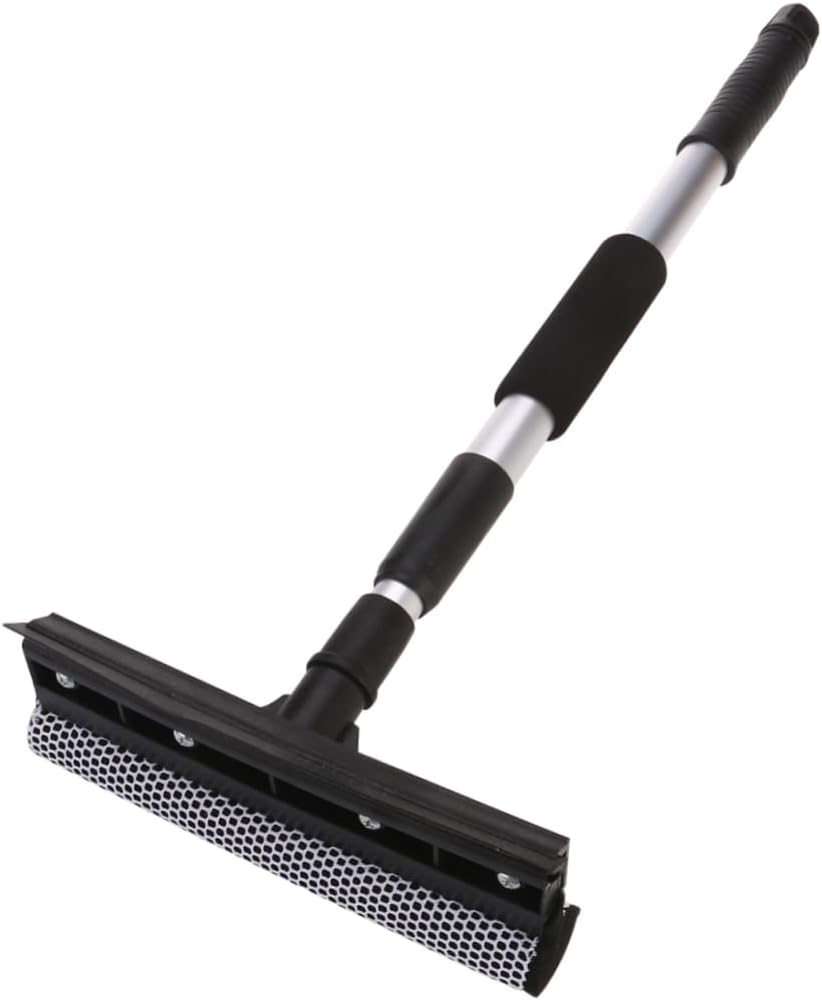 SOLUSTRE 2pcs Automotive Car Window Squeegee Telescopic Cleaning Tool Mesh Sponge Head No Scratch Detachable Design