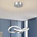 Mccokaige Modern LED Pendant Light Fixture Contemporary Round Ring Chandelier Nickel with 4500K and 59in Height Adjustable Hanging Lamp for Kitchen Island Hallway Foyer Closet Corridor
