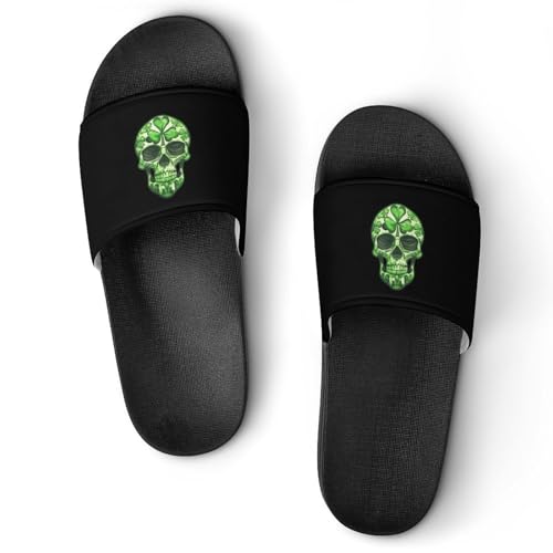 Skull St. Patrick's Day Non Slip Slides Sandals for Women Men Quick Drying Shower Shoes for Bathroom Pool Beach
