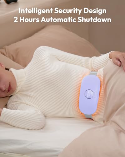 Image of Gaiatop Portable Heating Pad for Period Cramps, 5000mAh Rechargeable Battery, 3 Heat Levels and 6 Massage Modes for Menstrual Relief Period Pain, Back or Belly Cordless Belt for Women Girls (Lilac)