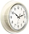 Bernhard Products Retro Wall Clock 9.5 Inch Cream Kitchen 50's Vintage Design Round Silent Non Ticking Quality Quartz Clock for Home/Office/Classroom