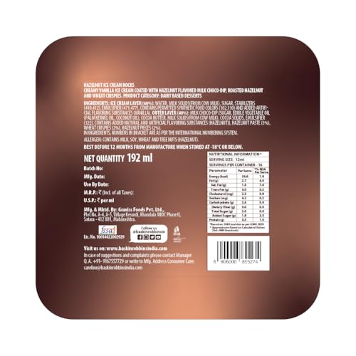 Image of Baskin Robbins Ice Cream Rocks - Hazelnut, 192ml