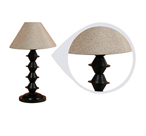 Image of tu casa Off White Jute Shade with Black Metal-Iron Base Table Lamp | Elegant Bedside & Desk Lamp for Bedroom, Living Room, Office, Home Decor & Gifting (Height : 17 Inch /No Blub Included)