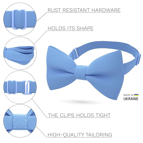 Image of Bow Tie House Mens Bowties Pre-tied Shape Clip on Bowtie Solid Men Formal Wear for kids, baby boys, toddler any age bow ties