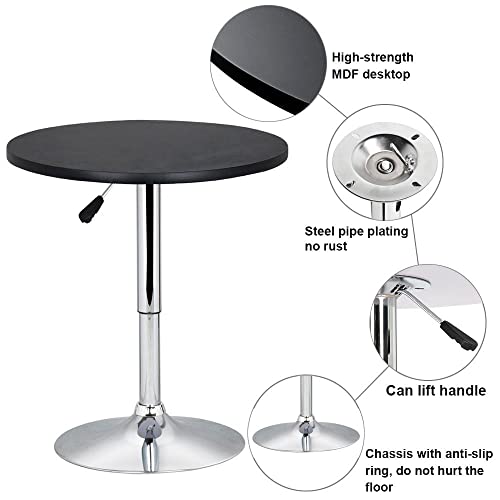 Yaheetech 3-Piece Bar Table Set, Round Bar Table And Pu Leather Adjustable Swivel Chairs, Modern Counter Height Table Set With 2 Bar Stool For Kitchen, Black #TOP3