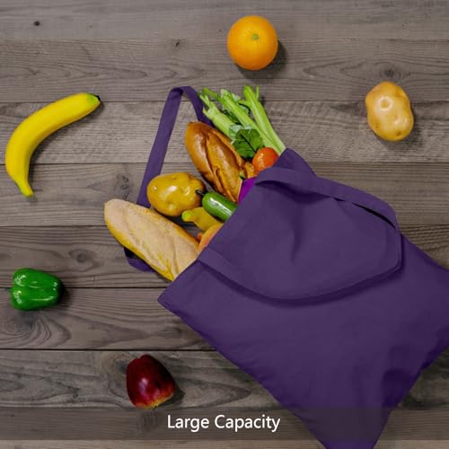 Image of TOPDesign 12-Pack Economical 16 inchx15 inch Deep Purple Cotton Tote Bags, Lightweight Medium Reusable Grocery Shopping Cloth Bags, Suitable for DIY, Advertising, Promotion, Gift, Activity