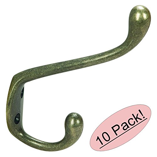 Designers Impressions 2097AB Antique Brass Coat & Hat Hook 10 Pack