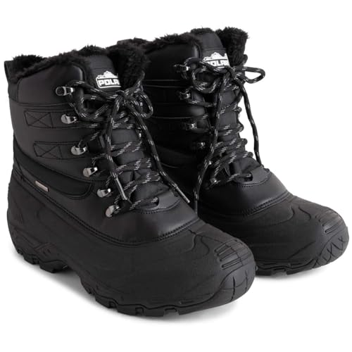 Image of POLAR Mens Waterproof Outsole Deep Tread Fully Faux Fur Lined Winter Durable Snow Boots