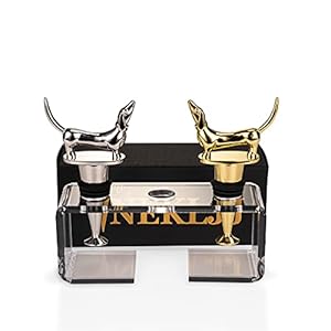 NEKLJJ Dackel Weinverschluss Set: Gold & Silber