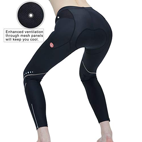 EKMOMENT Women\'s Bike Cycling Tight Pants 3D Foam Padded Bicycle Pants Breathable and Dry (Grey, X-Small) - Thumbnail 3