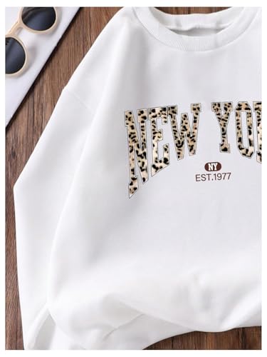 Girl's Graphic Crewneck Sweatshirts Cheetah Letter Print Long Sleeve Pullover Tops Preppy Clothes4