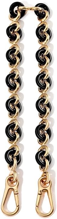 Black Donut Charm & Gold Chain Strap Extender for Handbag, Replacement Handle Link, Bag Connector with Clasps, Retro Chic