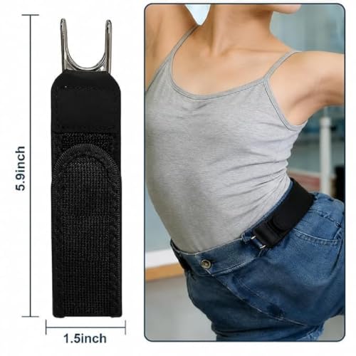 Image of Priyana No Buckle Stretch Belt for Men and Women, 2 Pcs Adjustable Elastic Waist Belt with Metal Hook, Buckleless Invisible Belt for Jeans, Trousers and Pants, Unisex Daily Wear Travel Work Belt