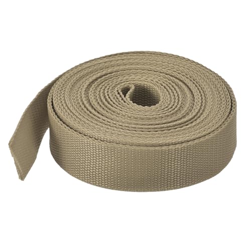 Image of MECCANIXITY Lightweight Polypropylene Webbing Strap 1 1 /4 inch 10 Yard Backpack Strapping Band Khaki for Outdoor Luggage Cargo Straps