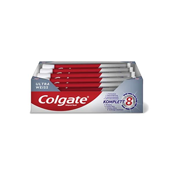 Colgate Zahnpasta Komplett Ultra Weiß, 12er Pack (12 x 75 ml) - Zahncreme für natürlich weiße Zähne, Komplettschutz für… – Bild 5