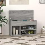 ROMHZKS Schuhbank Grau Sonoma 80x30x45 cm Holzwerkstoff mit Sitzfläche und Ablagefach, Schuhregal zur ordentlichen Aufbewahrung von Schuhen, stabil und feuchtigkeitsbeständig