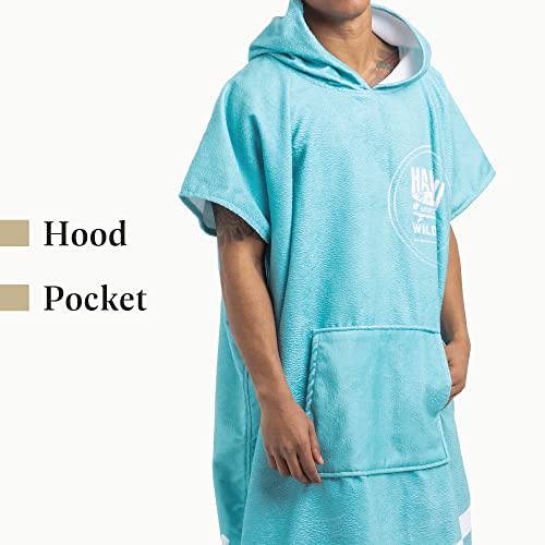 Unisex Changing Robe - Mens/Ladies Wearable Towel - Adult Hooded Surf Poncho for Men/Women Beach Pool Swimming - One Size Cover Ups Hoodie - Hawaii Design4