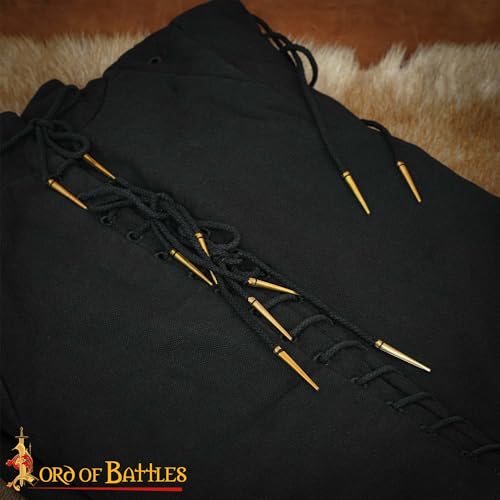 Lord of Battles Medieval Pure Solid Brass Aiglets Set of 10 to 20 Ideal Lace Tips Replacement for Medieval Clothes and Gambesons (Castle Top Solid Brass Aiglets 3.8 cm - 10 Pcs)
