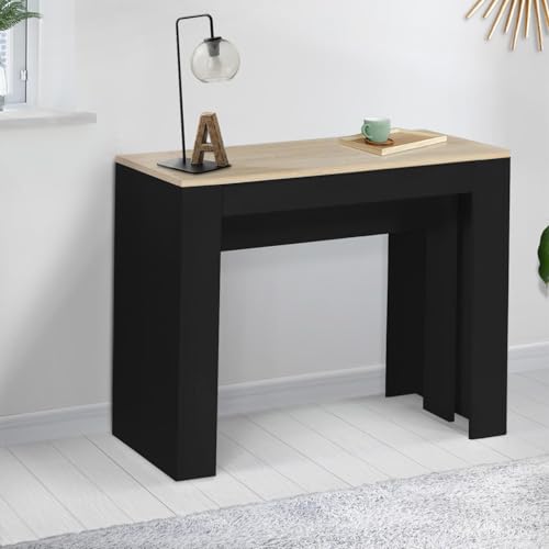 Console Table Extensible 10 Pers. Bois Noir Orlando IDMarket
