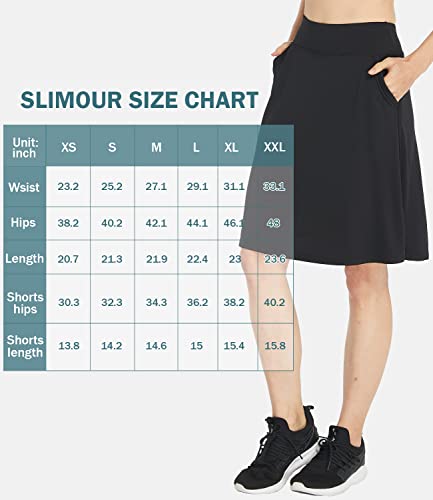 Women Knee Length Skirts With Shorts Modest Skirt With Pockets Golf Skorts Long Ink L #TOP4