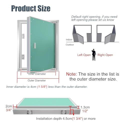 Panel de acceso ajustable de 85 x 85 cm para paneles de yeso con escotilla repintable 6