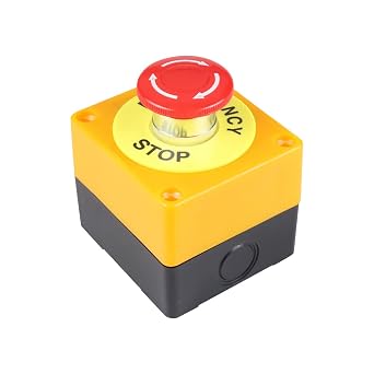 WANGCL Emergency Stop Button Rotary switch buttons 1NO 1NC Switch Station Box with Emergency Stop Sign
