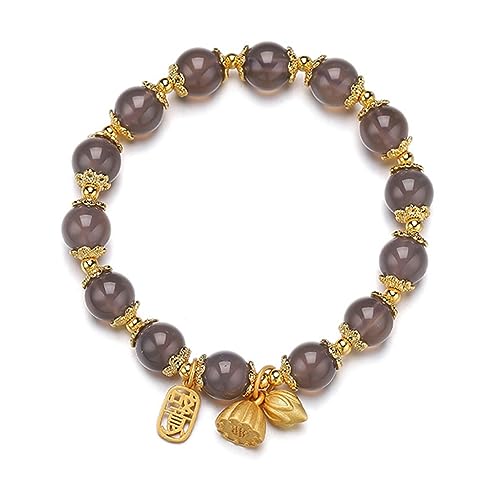Bijoux rétro agate grise Ruyi Peng chaîne à main en perles naturelles
