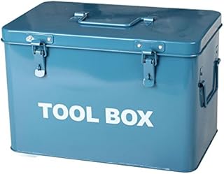Simpa® Blue Metal Toolbox Retro Vintage Style Single Tray Tool Box with Lockable Lid (Padlocks Not Supplied) 21cm(H) x 31cm(W) x 19cm(D) Dads Tool Box Garage Storage Shed Tool Box