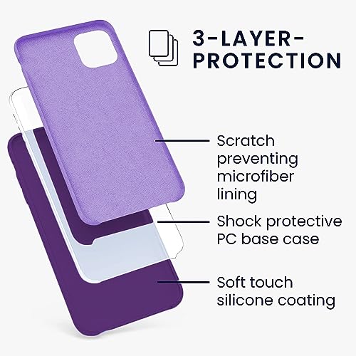 Image of VONZEE Liquid Silicone Soft Back Cover for iPhone 11 Case, Shockproof Slim Camera & Full Body Protection Non Yellowing Cover with Microfiber Lining & Logo Cut (6.1 Inch) -Violet