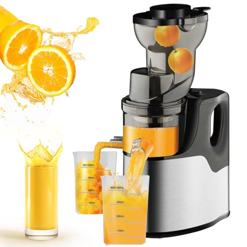 Máquinas exprimidoras - Exprimidor lento de prensado en frío - Exprimidor masticador de 150 W para frutas y verduras enteras, tolva de alimentación grande de 3,1 pulgadas (78 mm), exprimidor eléctri
