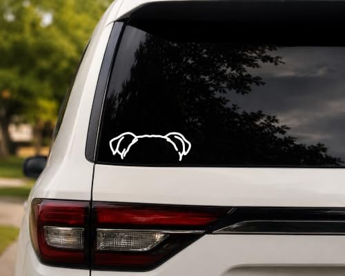 Image of Bulldog Ears Vinyl Decal Bulldog Dog Car Window Laptop Tumbler Bumper Sticker 7.5 inch x 2.6 inch Size White Made in USA