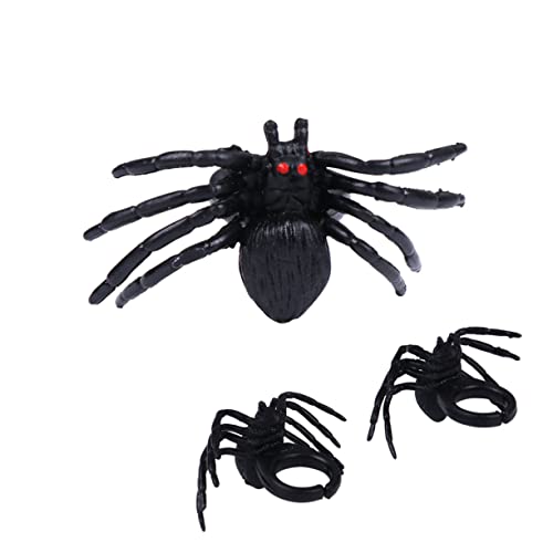 HOOTNEE Halloween Spider Ring in Plastic Spider Plaything for Cosplay Diy Party Ring Spider Accessory Spider Party Supplies