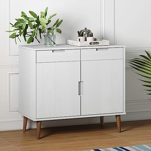 Frdhee Aparador de bar de café, armario alto, color blanco, 90 x 40 x 80 cm, madera maciza de pino, para cocina, comedor, salón, se puede instalar rápidamente