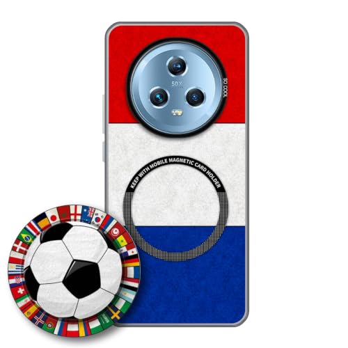 JGOYGYI Case for Honor Magic 5 with Magnetic Detachable Collapsible Grip Stand, Shockproof Silicone Bumper Cover, French Flag Football Design,Pattern 5