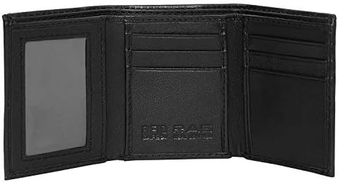RAS Mens RFID Blocking Compact Genuine Leather Small Trifold Wallet 185 Black