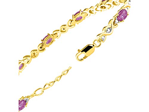 Image of Rylos Bracelets for Women Yellow Gold Plated Silver XOXO Hugs & Kisses Tennis Bracelet Gemstone & Diamonds Adjustable to Fit 7 inch-8 inch Wrist, 10 Gorgeous 6X4MM Jewelry for Women Friendship Bracelets