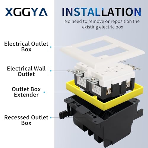 1/2” Double Gang Receptacle Outlet Box Extenders,Include 24Screws(6-32 x 1.25),Yellow Electrical Outlet Extender for Electrical Outlet Box & Electrical Outlet Switches,6Pack